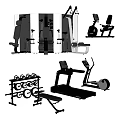 Home Gym Sports Equipment Including Multi Functional Trainer Exercise Bike Treadmill Dumbbell Rack Weight Bench