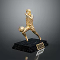 Golden Football Player Statue Home Decor With Black Marble Base And Brooks Inscription