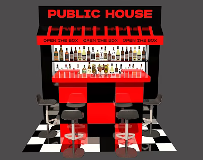 US-Chen DP Point Bar Flash Drinkers Bar Red and Black Color Matching Activities DP Point Press Conference Interactive Decoration 3d model