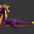 Cartoon 3D Dragon Character With Purple Body Yellow Wings And Horns