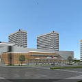 Modern Hospital Building Architectural Design With Glass Curtain Walls And High Rise Structures