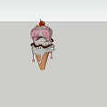 Art Installation Featuring Layered Ice Cream Cone With Pink White Brown Green Melting Drips