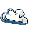 Blue And White Cloud Icon Design With Simple Outline And Inner Fill 3d model