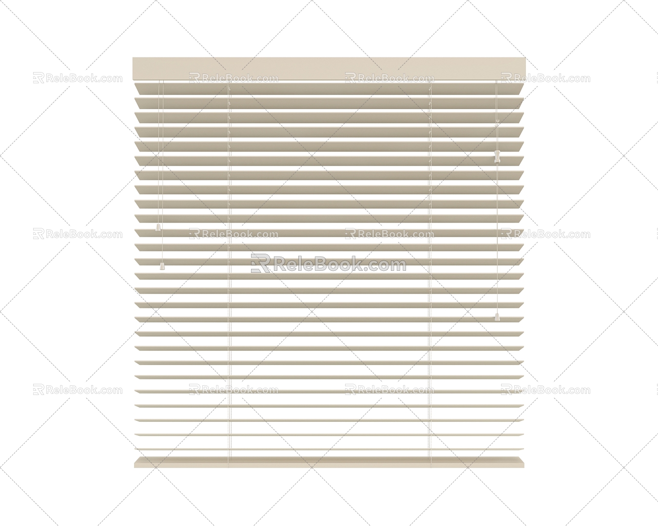 White venetian blinds pull rope solid wood venetian blinds home paint 3d model