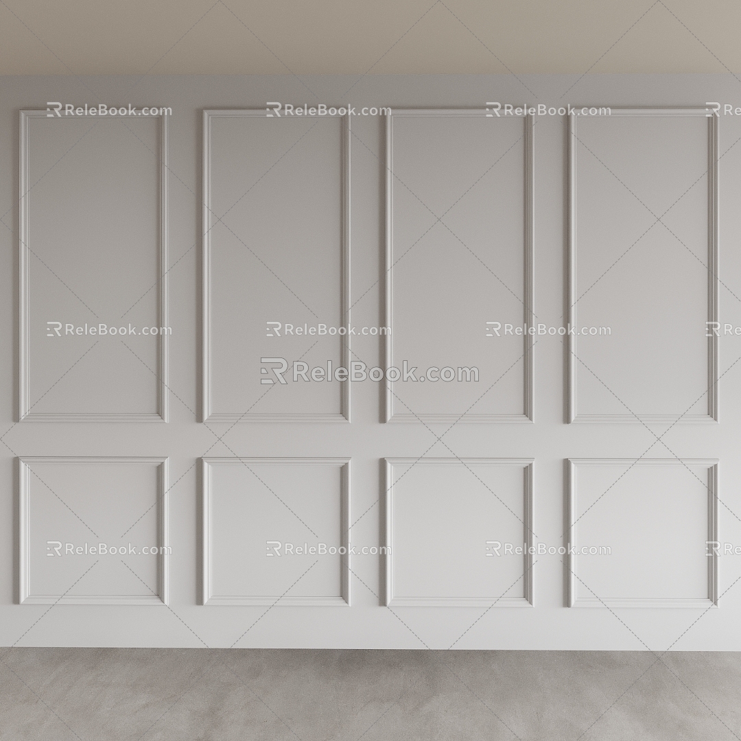 Wall board gypsum line background wall 3d model