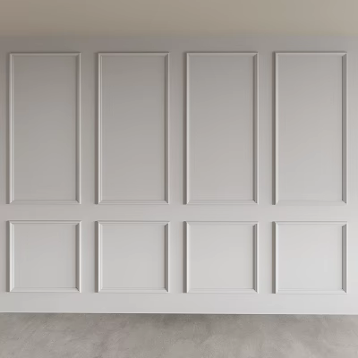 Modern White Wall Paneling With Rectangular Panels For Interior Wall Decor 3d model