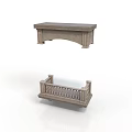 Wooden Home Living Benches With Rail Structure And Simple Design