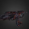 Futuristic Sci Fi Spaceship With Black Orange Detailed Mechanical Design