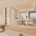 Modern Living And Dining Room Interior With Beige Sofa Large Windows Sea View Wooden Flooring