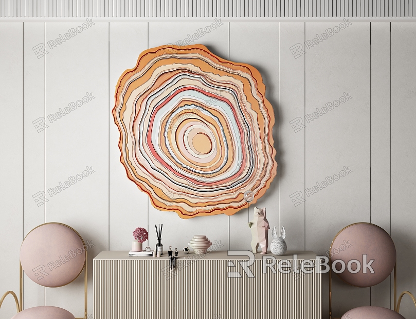 Modern Wall Decorative Irregular Frameless Round Abstract Annual Rings model