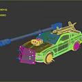 Modified Combat Car With Roof Mounted Cannon And Front Armor Spikes
