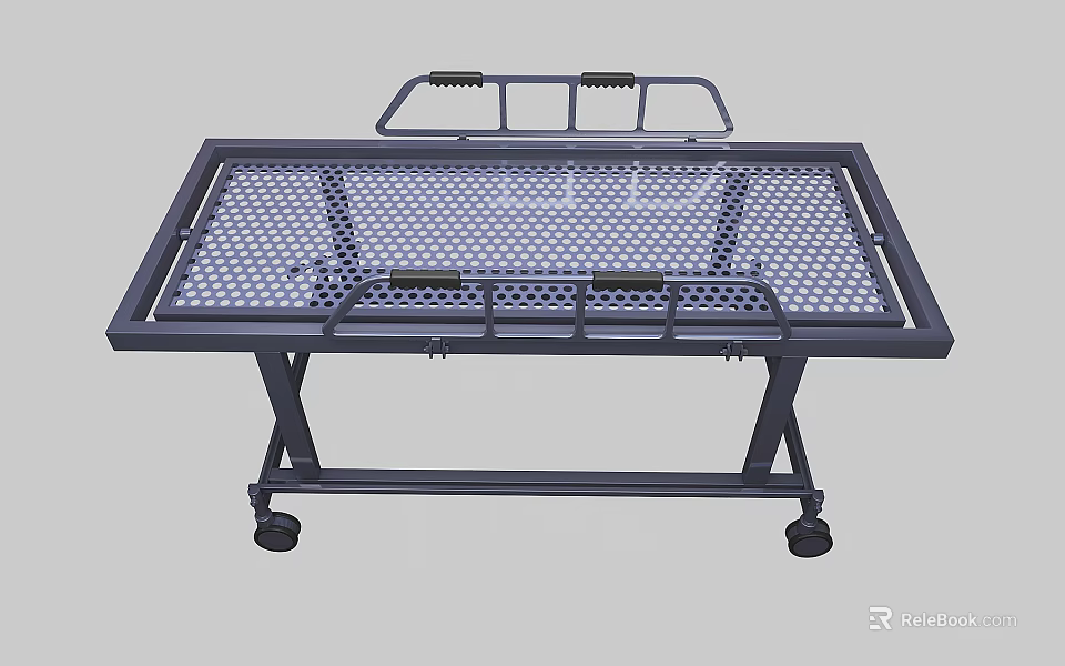 Mobile Medical Stretcher With Metal Frame Mesh Surface And Handrails For Patient Transport 3d model 