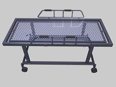 Mobile Medical Stretcher With Metal Frame Mesh Surface And Handrails For Patient Transport 3d model