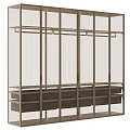 Elegant Modern Wardrobe With Metal Frame Glass Doors And Drawers Storage