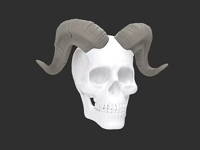 Game Movie Character Design Featuring White Skull With Large Curved Ram Horns 3d model