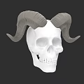 Game Movie Character Design Featuring White Skull With Large Curved Ram Horns