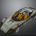 Vintage Sports Car With Green Stripes And Orange Open Top Interior Design