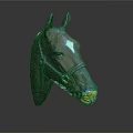 Horse Head with Brown Coat White Forelock and Yellow Nose in Bridle