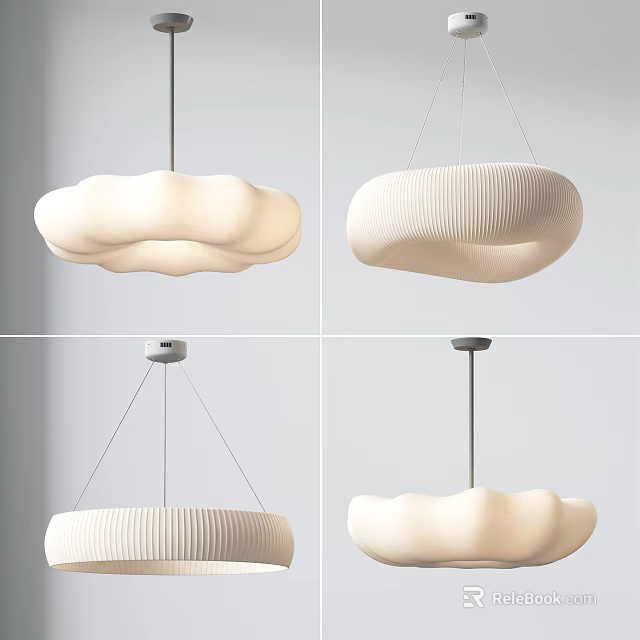 Modern White Pendant Lights Featuring Cloud Shaped Design And Textured Surface 3d model