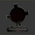 Ornamental Metal Decorative Tool With Spiral Shaft Forked End And Circular Base