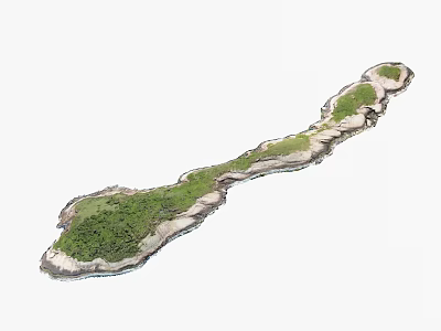 Scenic Long Narrow Tropical Island With Green Vegetation And White Sandy Beaches 3d model