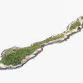 Scenic Long Narrow Tropical Island With Green Vegetation And White Sandy Beaches