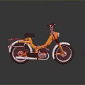 Orange Classic Motorcycle With Black Seat Chrome Accents And Glossy Reflection On Dark Surface
