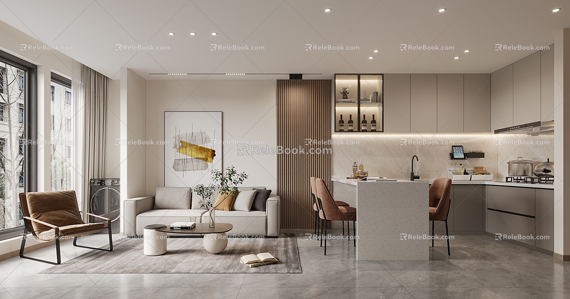 Modern Guest Restaurant Apartment 3d model