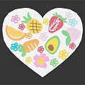 Heart Shaped Colorful Striped Food Art With Fruit And Flower Decorations