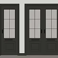 Elegant Black Double Doors Design With Gold Grids And Brass Handles