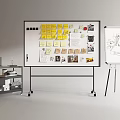 Organized Musical Instruments and Art Supplies Workspace with Easel Sketch Whiteboard Notes and Rolling Cart
