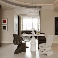 Modern Living Dining Room Interior With Pendant Light Dining Table And Area Rug