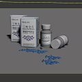 Triazolam Tablets Medication Boxes And Bottles With Scattered Blue Pills