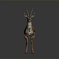 Realistic Gazelle With Long Horns And Brown White Coat Standing On Gray Surface
