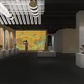 Contemporary Zhu Bingren Art Exhibition Hall With Visitors Taking Photos And Artworks