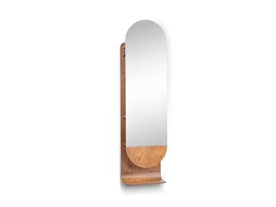 Wooden Framed Oval Mirror With Stable Base For Modern Home Decor 3d model