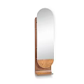 Wooden Framed Oval Mirror With Stable Base For Modern Home Decor 3d model