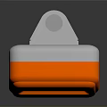 Orange Rectangular Device With Display Screen On Vertical Silver Metal Pole