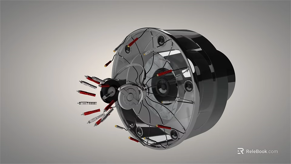 Advanced Precision Circular Industrial Equipment With Multiple Metal Probes And Components 3d model 
