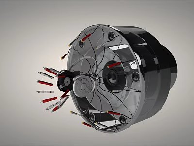 Advanced Precision Circular Industrial Equipment With Multiple Metal Probes And Components 3d model