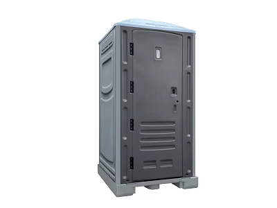 Portable Gray Public Toilet With Secure Door And Ventilation Features 3d model