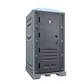 Portable Gray Public Toilet With Secure Door And Ventilation Features