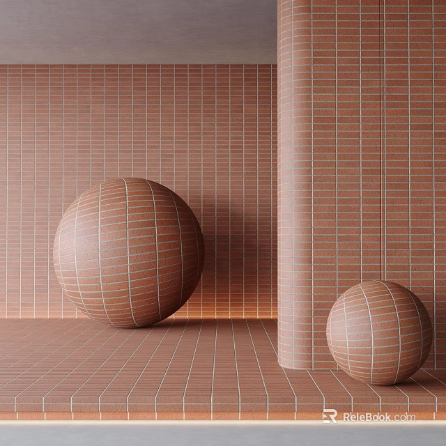 Floor Tiles In Interior Space With Spherical Decorations 3d model 