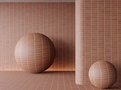 Floor Tiles In Interior Space With Spherical Decorations 3d model