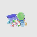 Variety Of Cleaning Supplies Including Buckets Basins Detergent Bottles And Tools