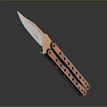 Folding Knife Weapon With Silver Blade Brown Handle Holes And Gray Background Reflection 3d model