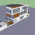 Modern Detached Villa Exterior With White Facade Large Windows Balcony Garage And Car