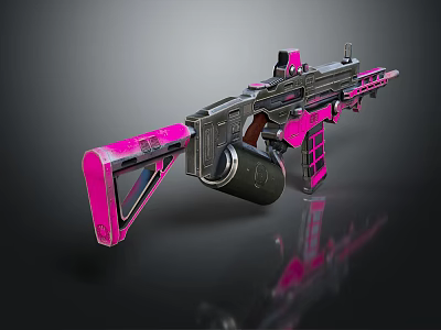 Pink And Black Modern Tactical Rifle With Scope Magazine And Stylish Design 3d model