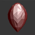 Red Glossy Polygonal Heart Sculpture with Faceted Surface on Dark Reflective Background