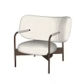 Modern Fluffy White Leisure Chair With Metal Armrests And Sturdy Frame
